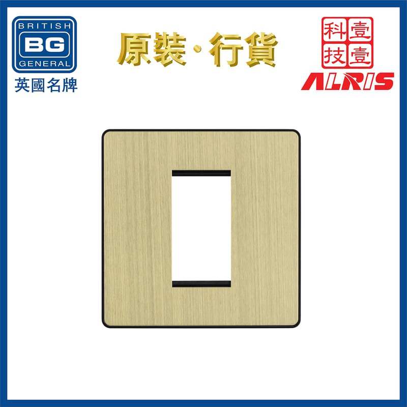 Euro Antique Brass 1-Module 25x50mm hole Single Plate,  concealed fixing screw fram (PCDABEMS1B)