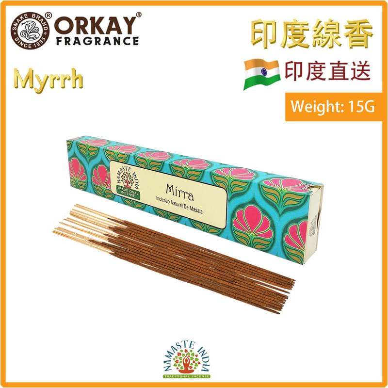 (15g/box) MYRRH 100% natural Indian handmade incense sticks  OK-NAMASTE-15G-MYRRH