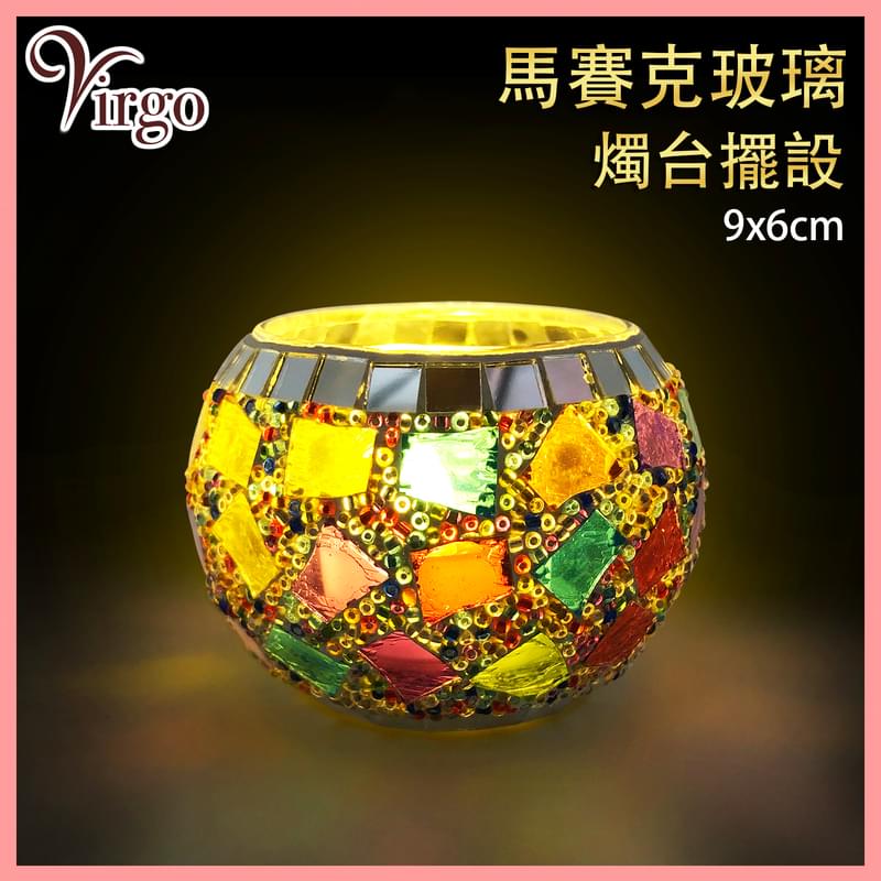 6CM Mosaic glass candle holder / tower incense holder, jewelry box(HIH-MOSAIC-ROUND-6CM)