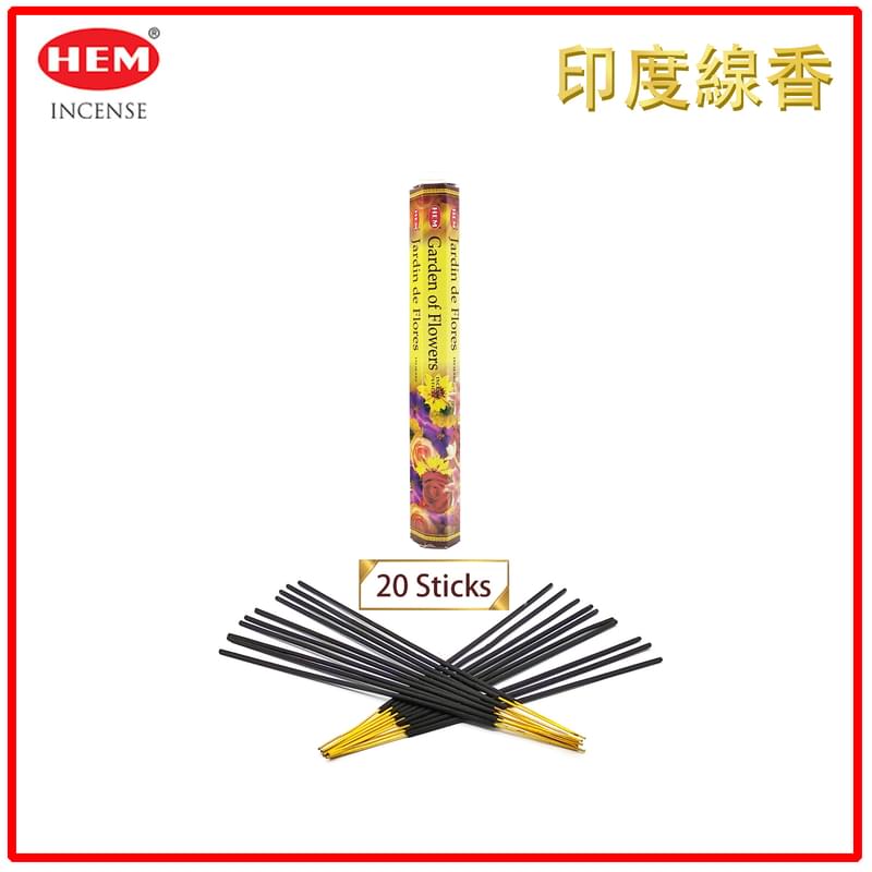 (20pcs per Hexagonal Box) GARDEN OF FLOWERS 100% natural Indian handmade incense sticks  HI-GARDEN-FLOWERS