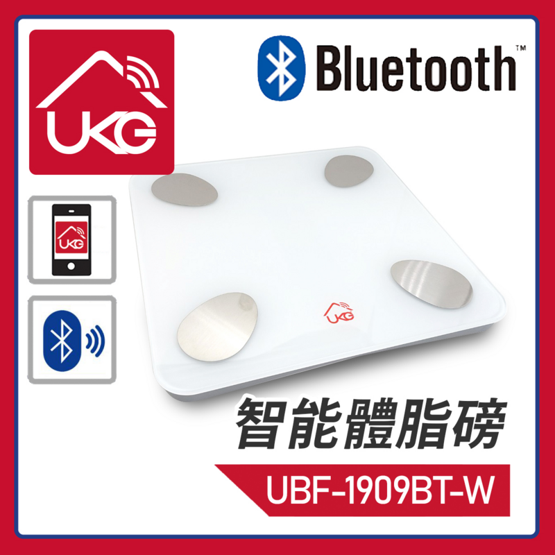 White Bluetooth Smart Body Fat Scale, Electronic BMI Weight Measuring (UBF-1909BT-WH)