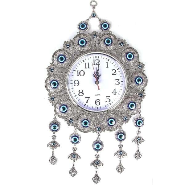28cm Diameter Round Evil Eye Turkish Wall Clock, quartz timer Craft Ornament (VTR-WALL-CLOCK-28)