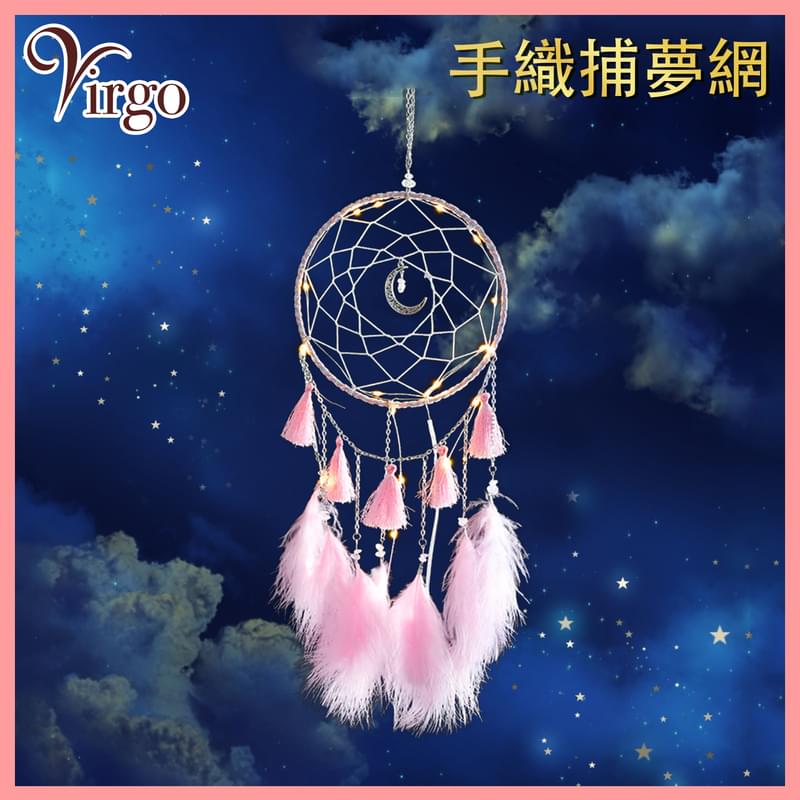 Pink circle + moon hanging buckle hand-woven dream catcher , sleep well decorations (V-DREAM-CATCHER-08)
