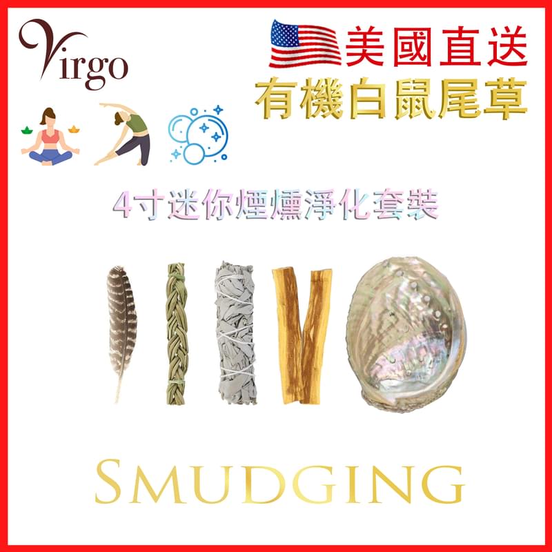 鼠尾草 美國天然白鼠尾草 煙薰淨化棒 負能量淨化 舒緩 療癒 身心靈 專業淨化 白鼠尾草煙薰淨化棒 薰草負能量淨化燃燒棒 印第安傳統古法淨化植物草枝葉 Smudge V-SMUDGE-SET