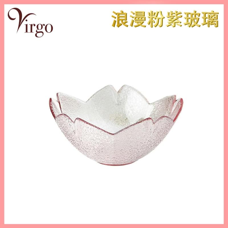 Flower-Bowl Shaped multi-purpose pink purple transparent romantic glass dish Hot (V-GLASS-BOWL-FL1)