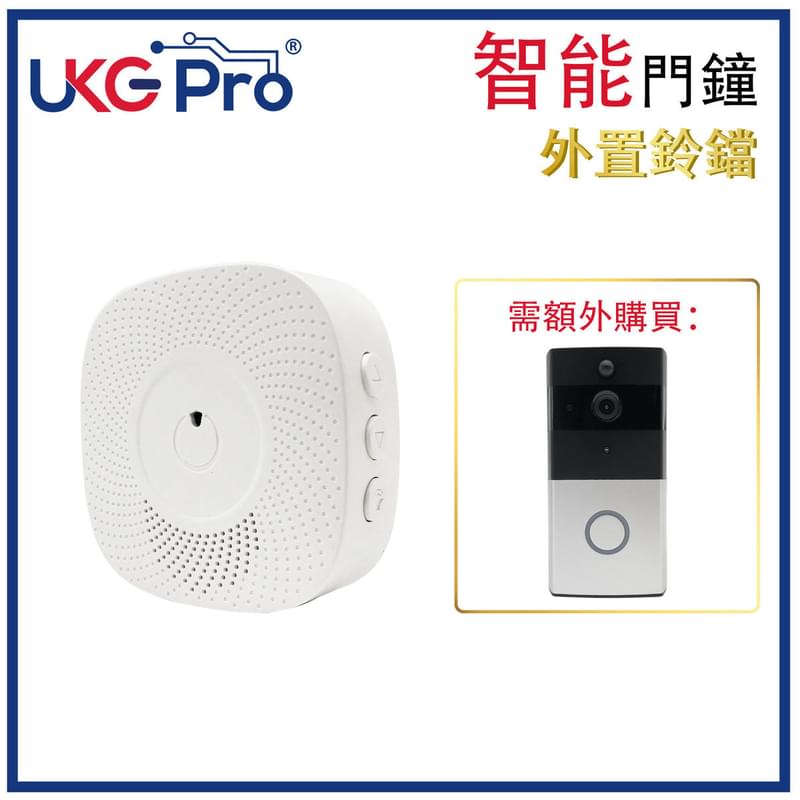 USB插腳白色室內2.4G RF433無線門鈴(配搭UKG U-IP08專用)，USB插腳供電內置38首鈴聲APP自由調整音量帶指示燈(U-IP08-CHIME-USB-WH)