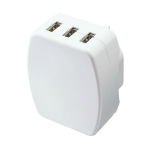 插座 白色3位USB插座充電器港式插腳 3xUSB共享3.4A輸出充電插座 USB外置萬能插頭插座 旅行充電器高質防火塑料插座 智能家居產品推薦 Smart home家居用品推薦USBPLGW3-MP