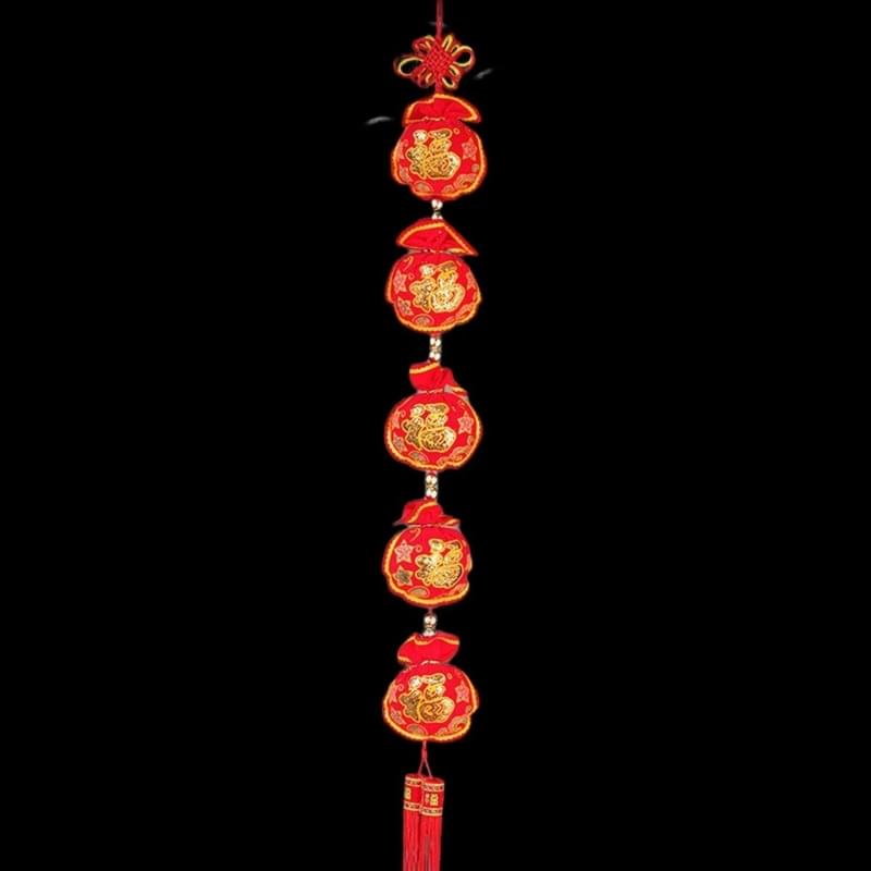 Golden 3D FU(福) Bag, Chinese New Year New House Decoration Lucky Pendant (V-3D-GOLD-BAG)