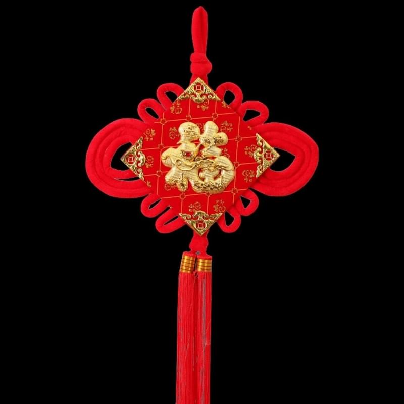 38CM double-sided auspicious and Golden FU(福) Ornaments, Chinese Knot Lucky Decoration  (V-LL-FUK-38CM)