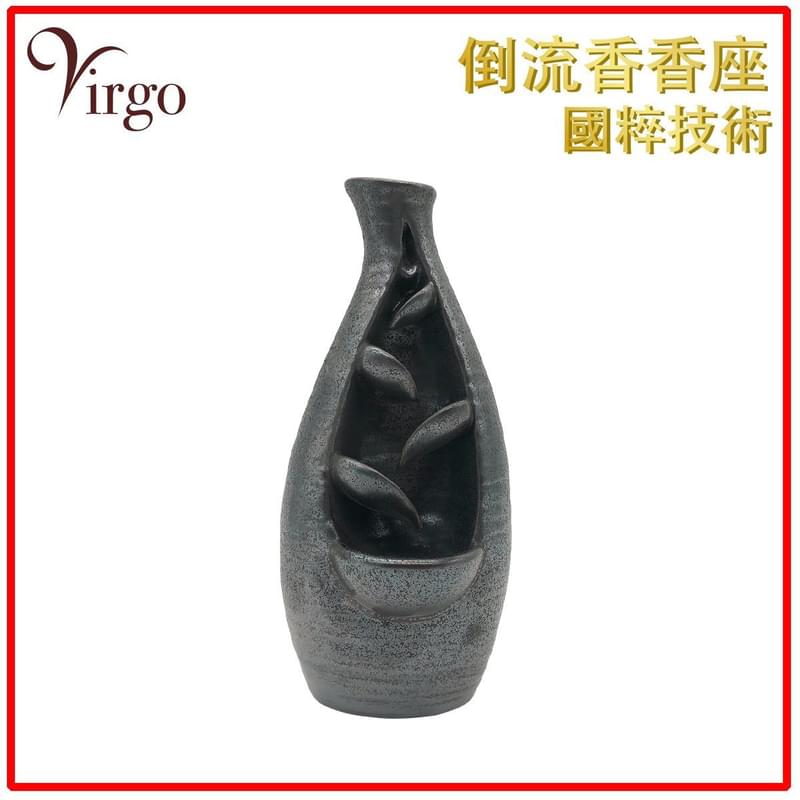 7. BLACK Color back flow incense cone holder, dual purpose ceramics (V-BFIH-STRAIGHT-BLACK)