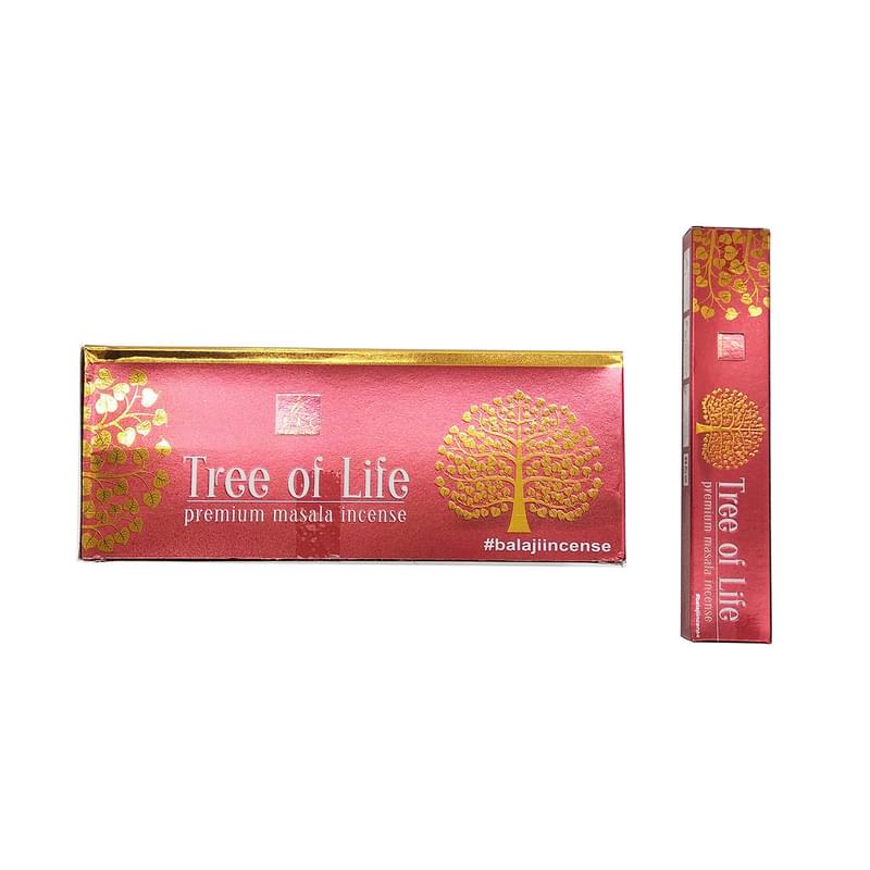 印度香 線香 印度線香TREE OF LIFE秘魯聖木 15g 四方形盒裝 純天然手工制高級線香 8寸長Masala高級線香棒 瑜伽冥想用香薰 BIS8-15G-TREE-OF-LIFE