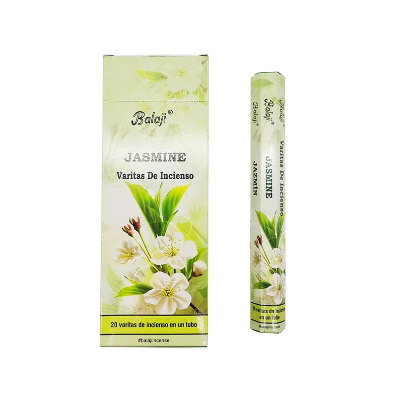 印度香 線香 (20支六角柱盒裝)JASMINE茉莉花味印度進口純天然手工制線香棒 香枝 瑜伽冥想專用香薰 冥想工具 淨化推薦 香線 線香 香棒 防潮香薰 禮物推薦 BHEX-STD-JASMINE