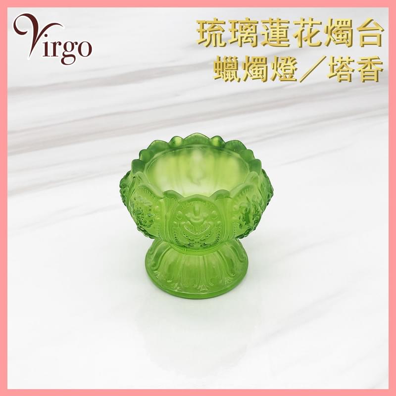 Green glazed candle high incense holder, candle cone burner (HIH-GLASS-HIGH-HOLDER-GREEN)