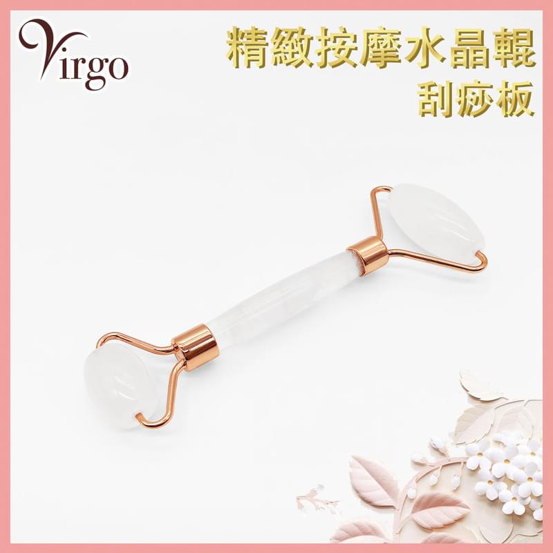 Natural Crystal Quartz, massage roller gemstone Detox (VMASSAGE-ROLLER-WHITE)