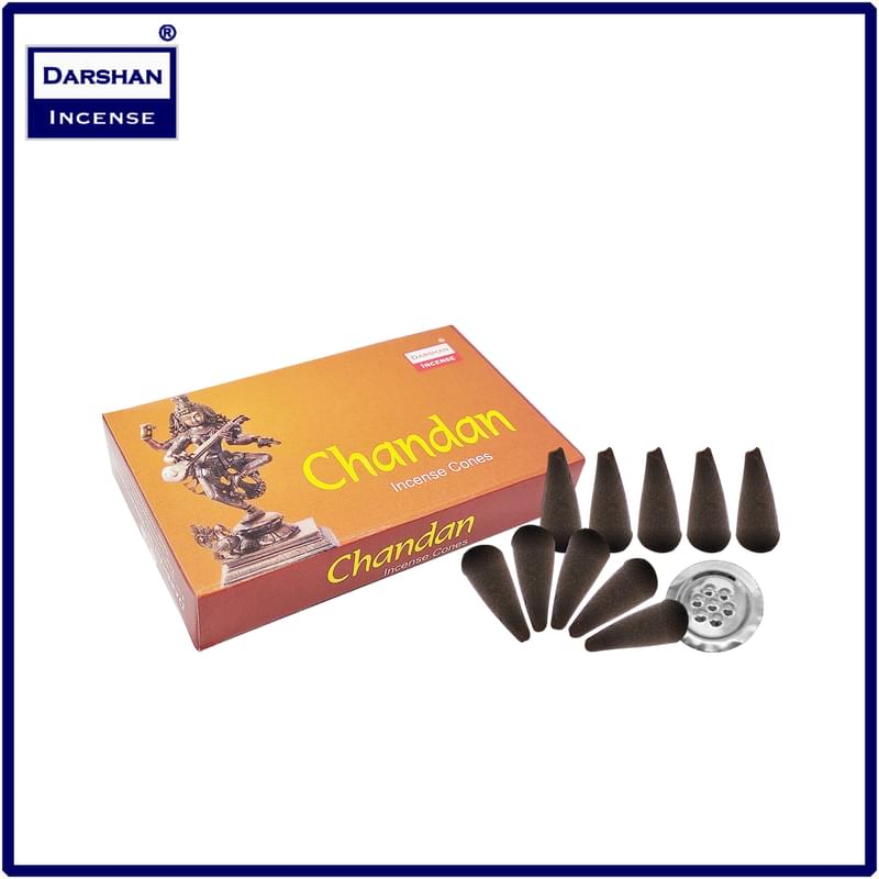 (10 pcs per box) CHANDAN 100% natural Indian handmade incense dhoop cones  Yoga meditating cones DARSHAN-CONES-CHANDAN