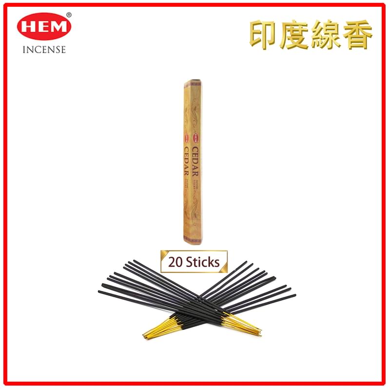 (20pcs per Hexagonal Box) CEDAR 100% natural Indian handmade incense sticks  HI-CEDAR