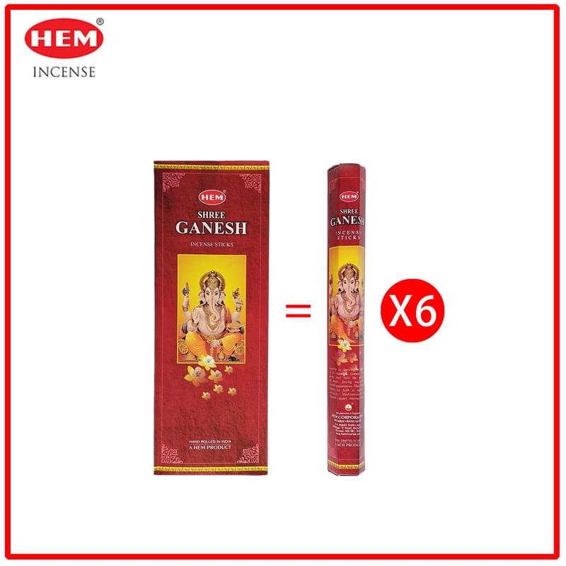 (20pcs per Hexagonal Box) GANESH 100% natural Indian handmade incense sticks  HI-GANESH