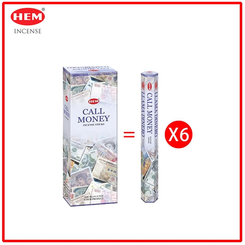 (20pcs per Hexagonal Box) CALL MONEY 100% natural Indian handmade incense sticks  HI-CALL-MONEY