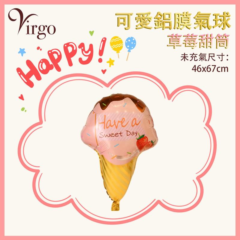 Party Birthday Balloon No.11 Strawberry Icecream shape Cute Aluminum Film Balloon VBL-BDAY-STRAWBERRY-PINK