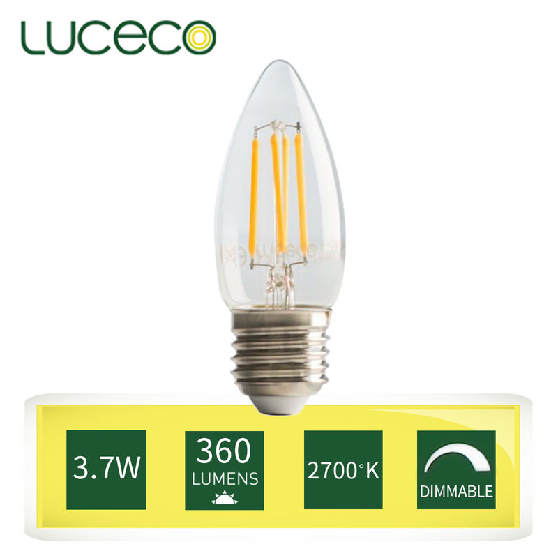 LUCECO - Dimmable Filament Candle C35 LED 4W 2700K Warm White E27 (Model:LCD27W4F47)