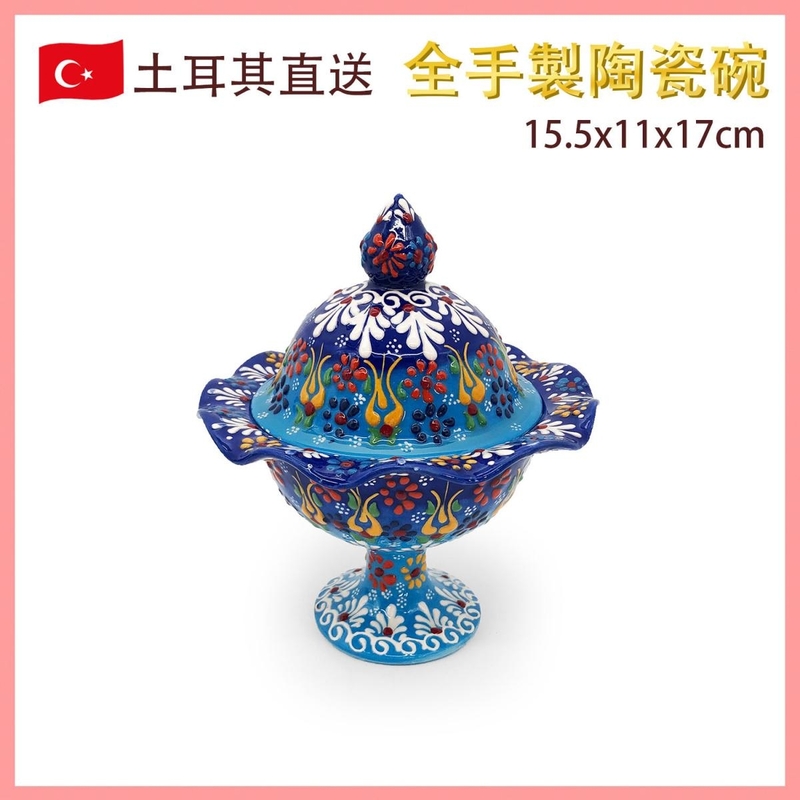 (06) Large size hand made ceramic sugar bowl Turkish Ottoman Embossed Pattern(VTR-SUGAR-BOWL-LARGE-06)