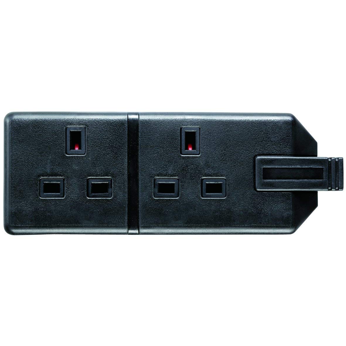 Black 2-Gang Trailing Heavy Duty Extension Lead, DIY Industrial Double Socket/Power Strip(ELS132B)