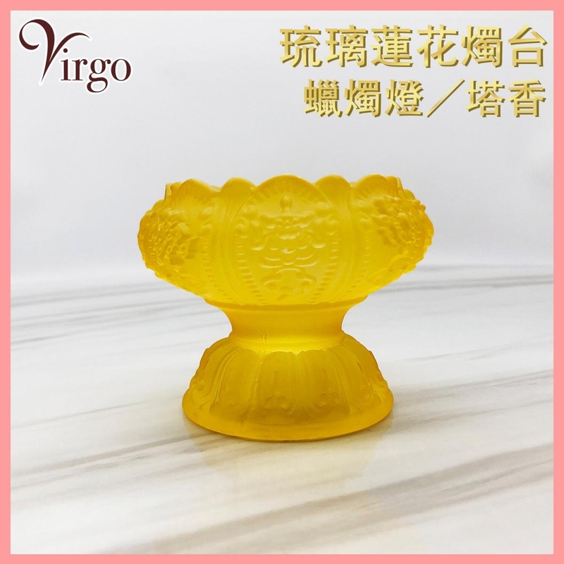 Large size Orange glazed candle low incense holder, candle cone burner stand (HIH-GLASS-HOLDER-XL-ORANGE)