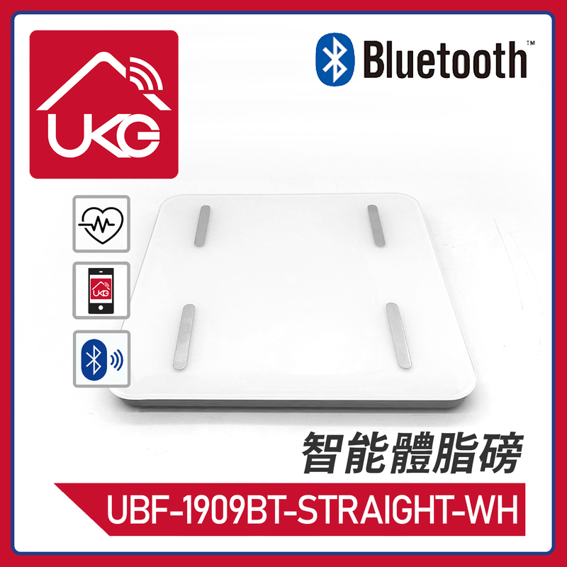 White Bluetooth Smart Body Fat Scale, Smart Electronic BMI Weight Measuring (UBF-1909BT-STRAIGHT-WH)