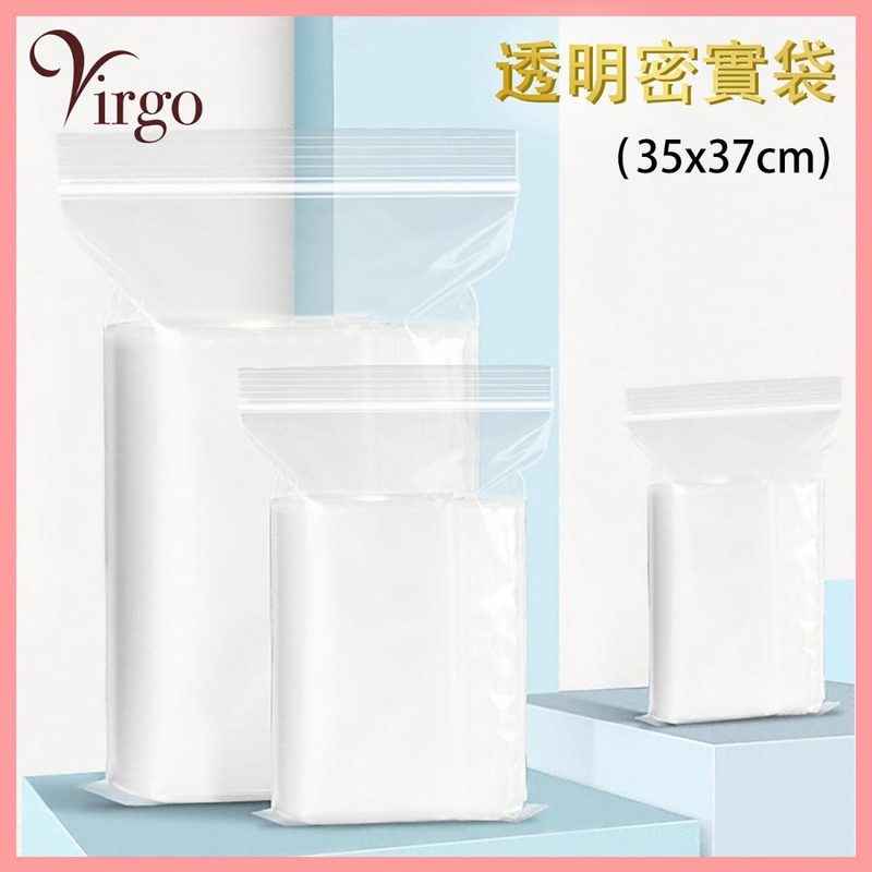 35x37cm transparent ziplock bag, compact storage PVC report table file home tidy (VHOME-ZIPBAG-3537)