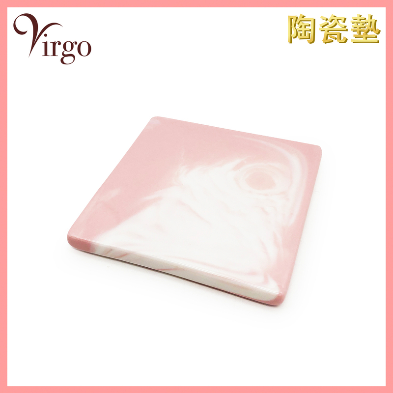 粉紅色正方形陶瓷墊，杯墊 香爐墊 塔香墊 隔熱墊 (HIH-PAD-002)