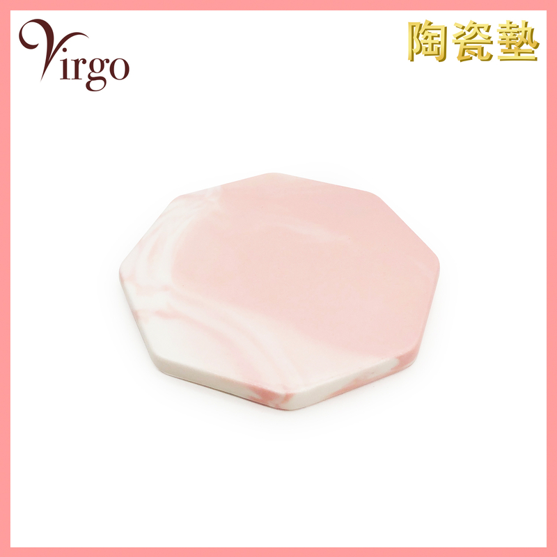 粉紅色八邊形陶瓷墊，杯墊 香爐墊 塔香墊 隔熱墊 (HIH-PAD-003)