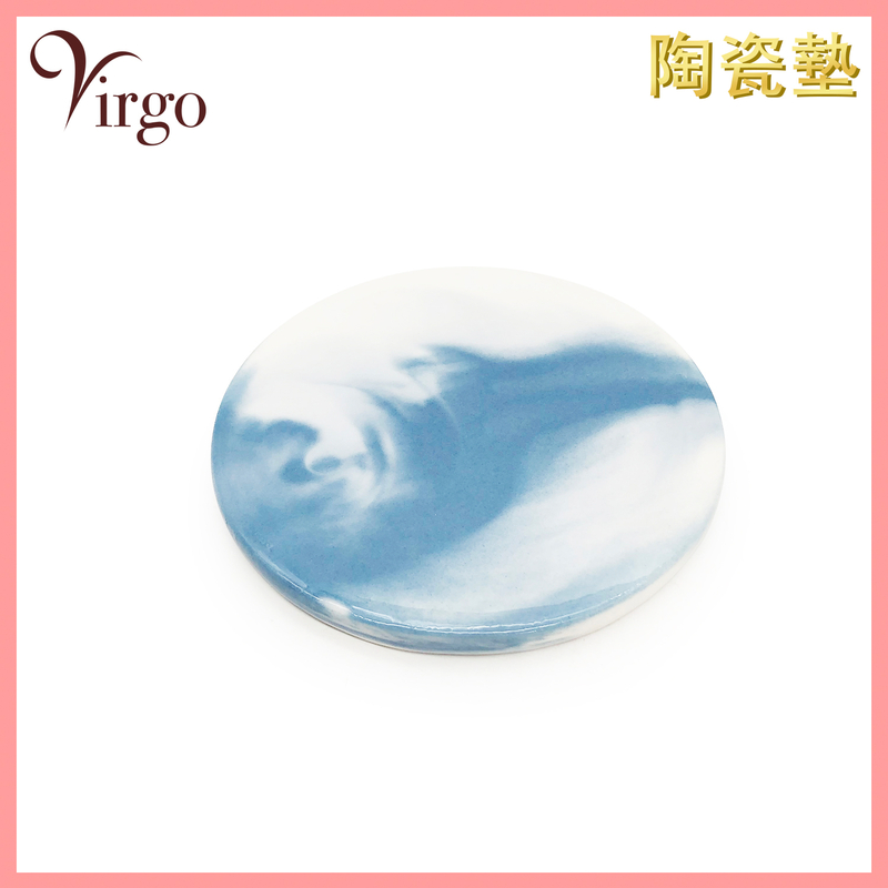 藍色圓形陶瓷墊，杯墊 香爐墊 塔香墊 隔熱墊 (HIH-PAD-006)