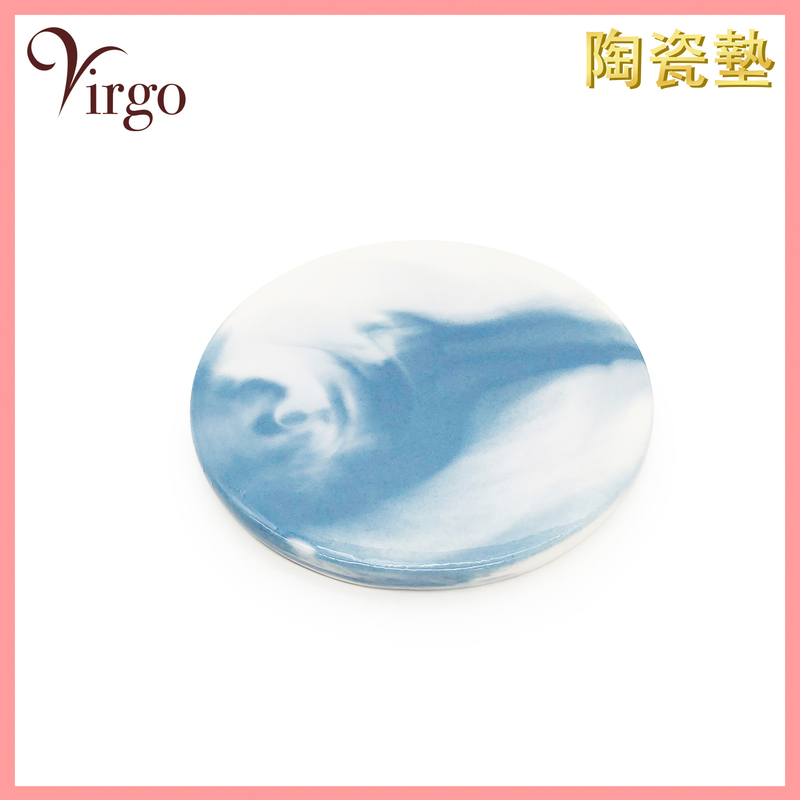 Blue Round Ceramic mat coaster incense burner mat tower incense mat insulation mat (HIH-PAD-006)