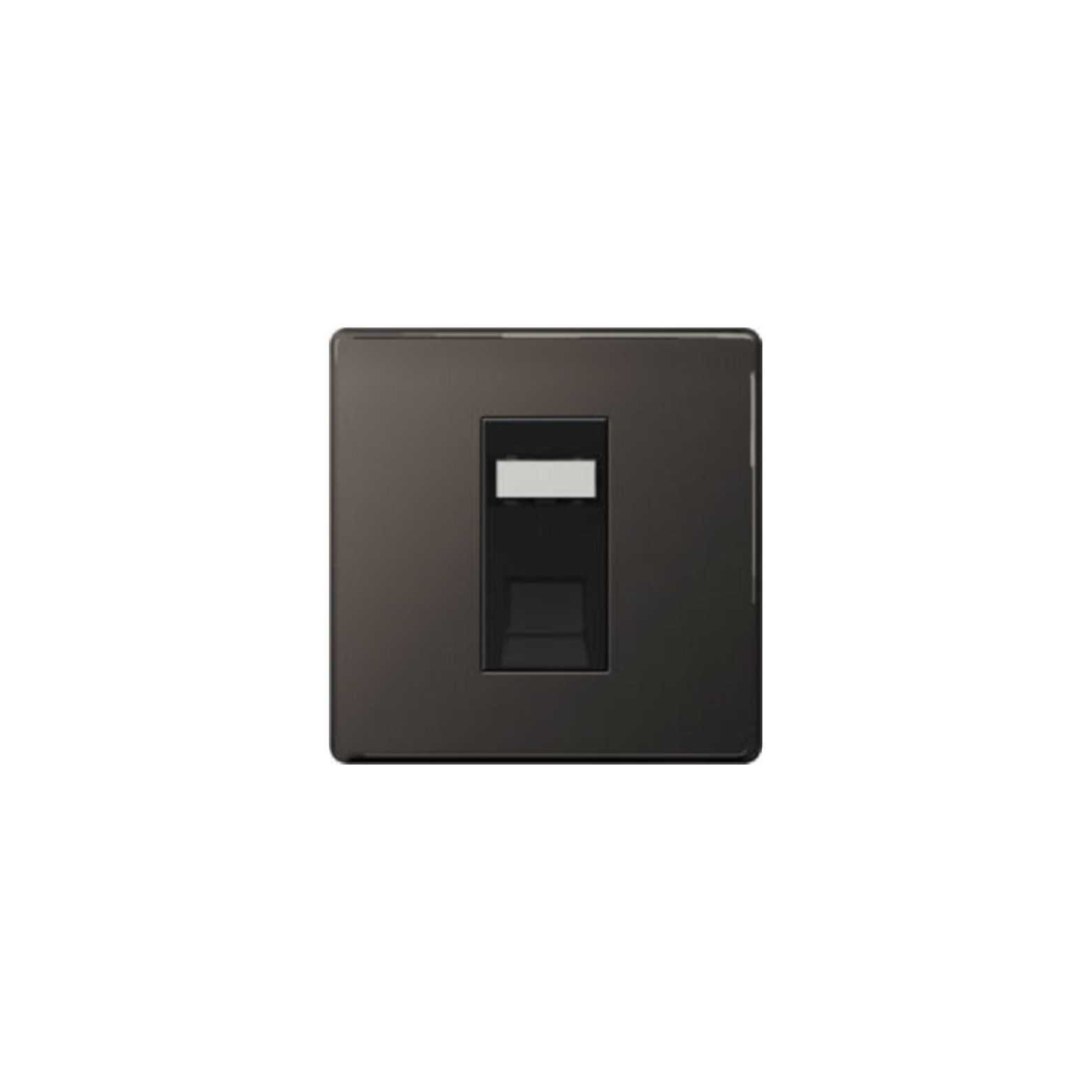 Flatplate Black Nickel 1-Gang RJ45 Data(Internet) Socket, single screwless clip-on front flatplate(FBNRJ451)
