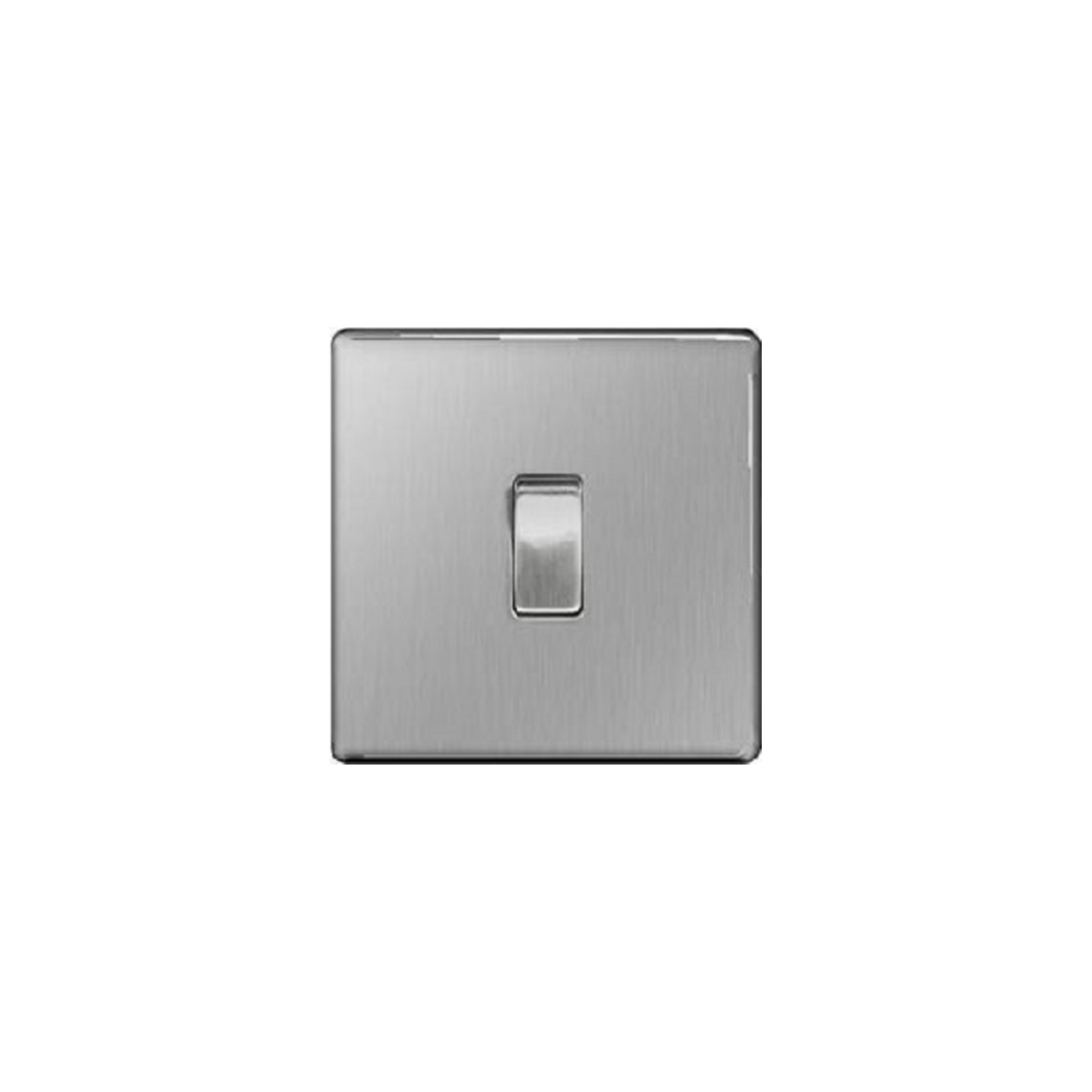 Flatplate Brushed Steel 1-Gang 2Way 10AX Switch, single screwless clip-on front plate(FBS12)