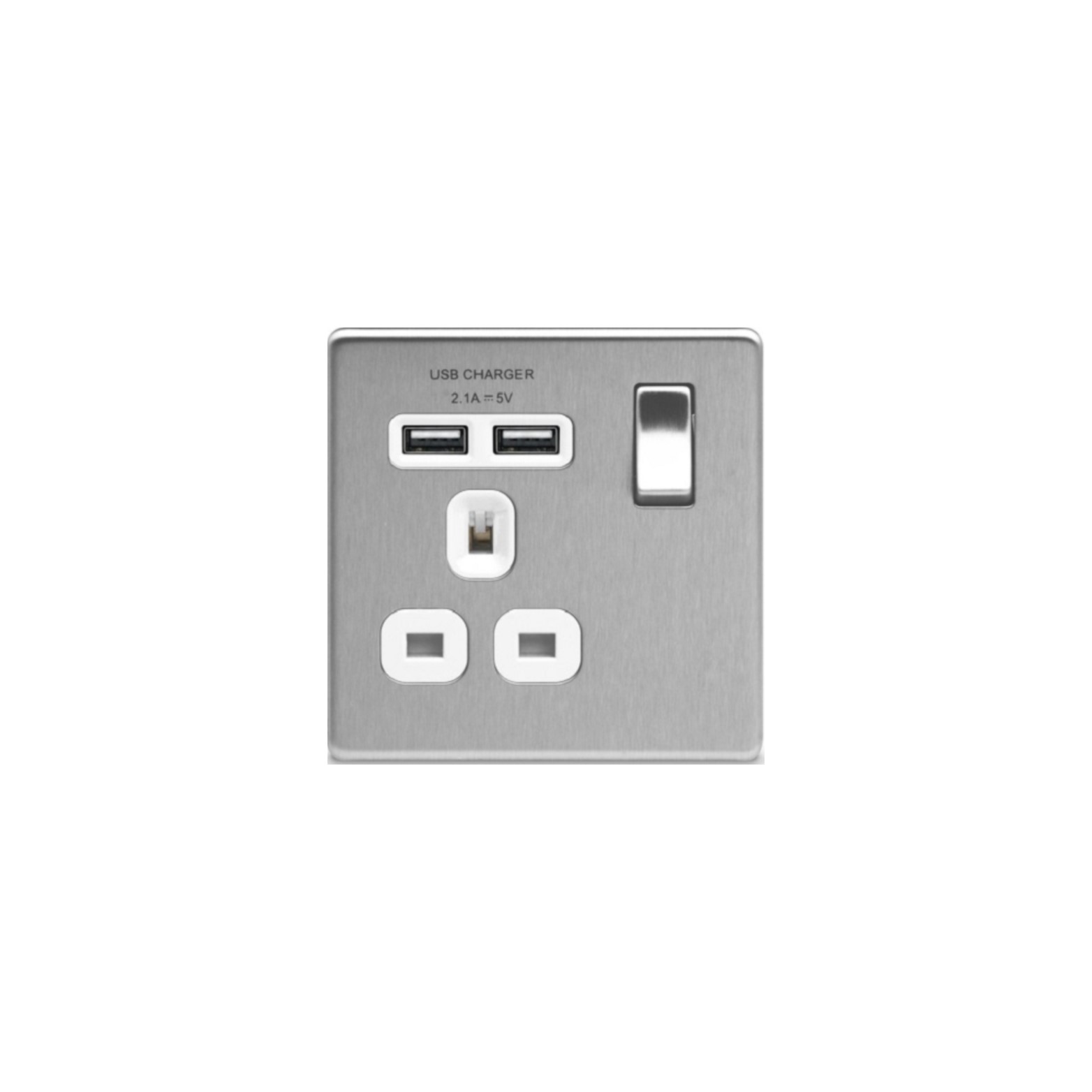 插座 平鋼拉絲2USB 2.1A單位插座元插座 隱藏式固定螺絲 USB獨立開關電源插座 蘇制面板 入牆開關插座面板 USB充電 叉電插座 13A電源英式插座 機電署認可插座推薦 FBS21U2W