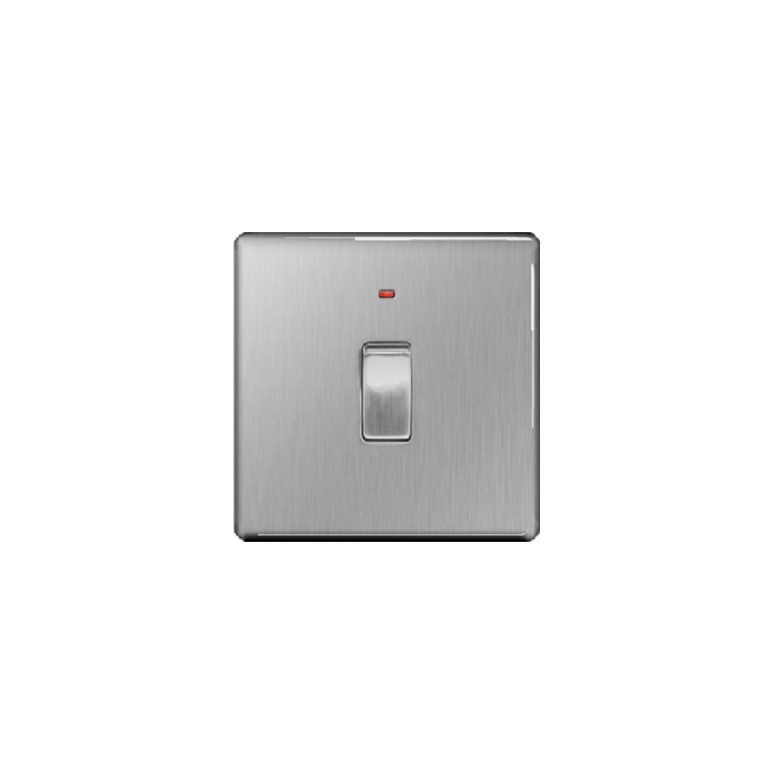 Flatplate Brushed Steel 20Amp Double Pole Switch, high power consumption metal frontplate (FBS31 )