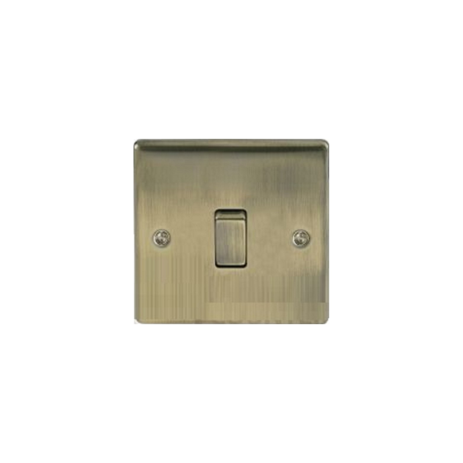 Nexus Antique Brass 1-Gang 2Way 10AX Switch, single screwless clip-on front plate curved (NAB12)