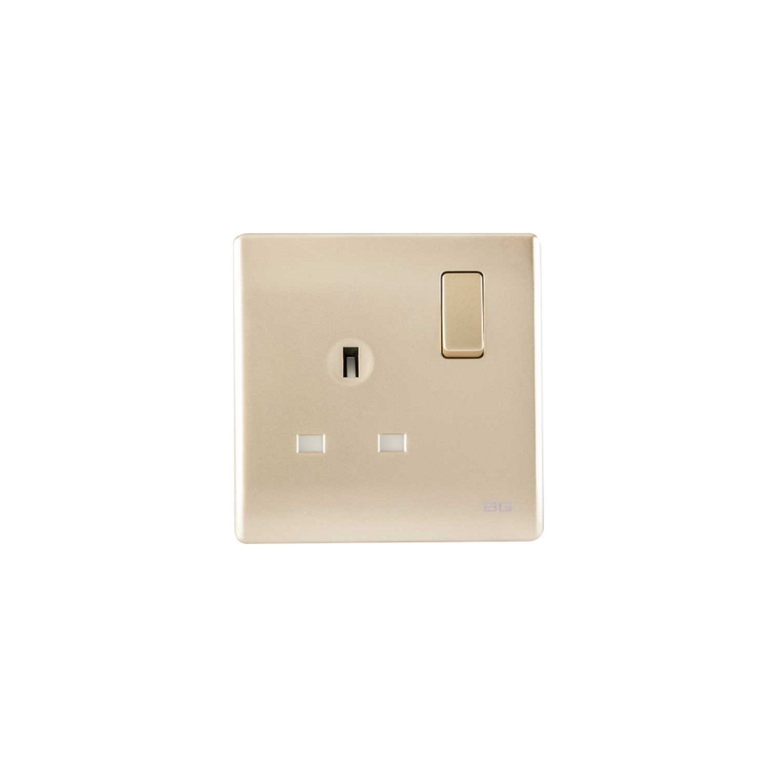 Champagne SlimLine 1-Gang 13A Switched Socket Outlet, 86 type wall socket BS/UK EMSD(PCCH21)