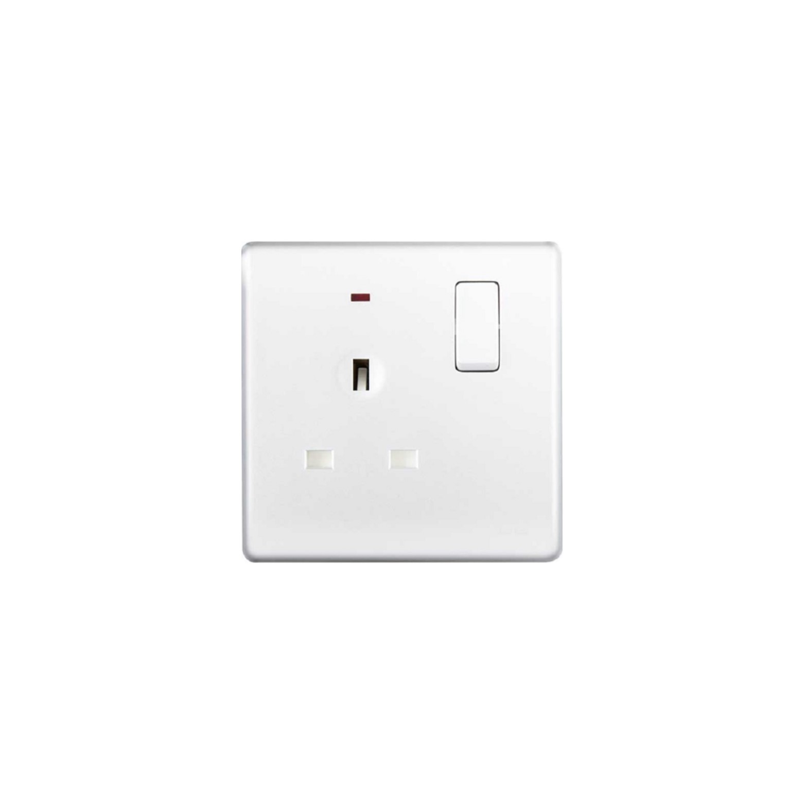 Silver SlimLine 1-Gang 13A Switched Socket Outlet with LED indicator, 86 type wall BS/UK(PCSL21L)