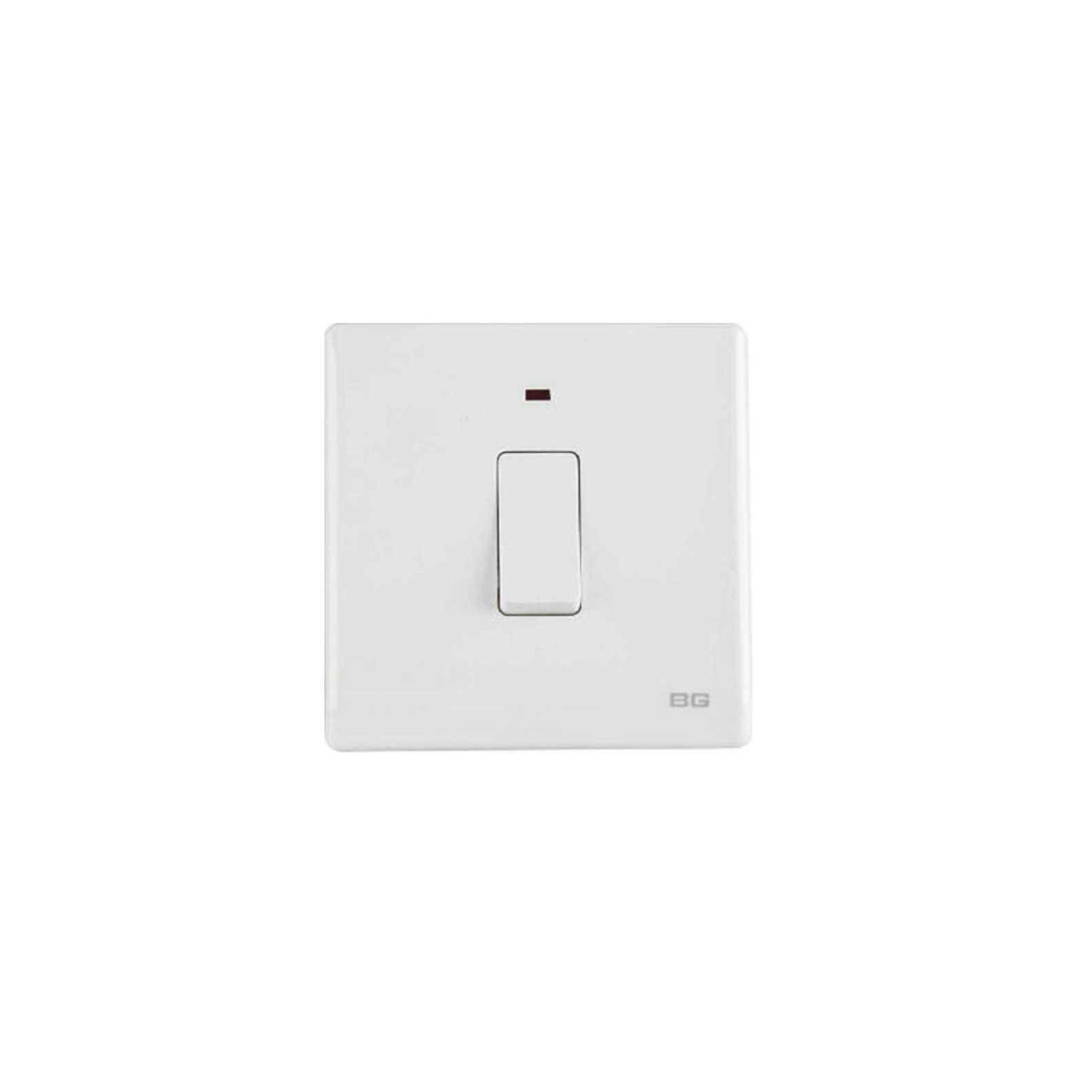 White SlimLine 20Amp Double Pole Switch, high power consumption metal frontplate (PCWH31)