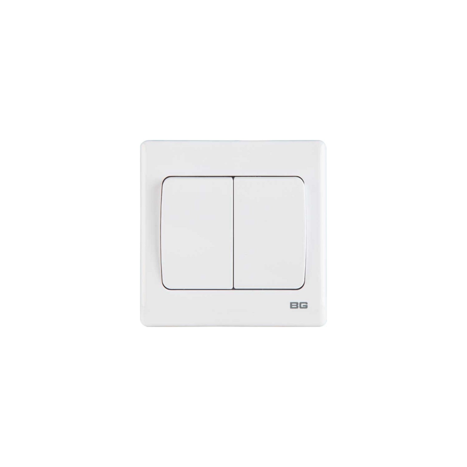 White SlimLine 2-Gang 2Way 10AX Switch, double screwless clip-on front plate curved corners(PCWH42W)