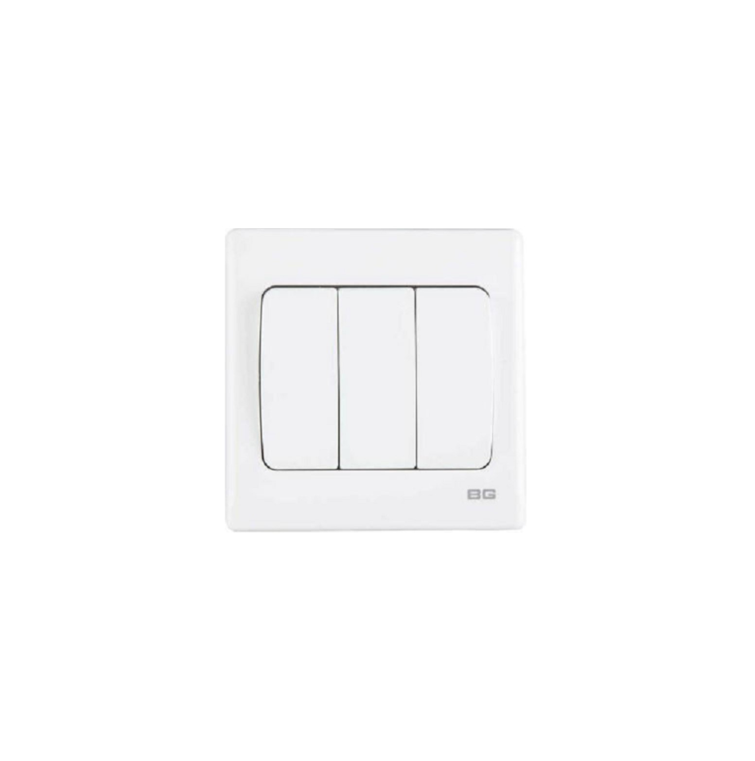 White SlimLine 3-Gang 2Way 10AX Switch, three screwless clip-on front plate curved corners(PCWH43W)