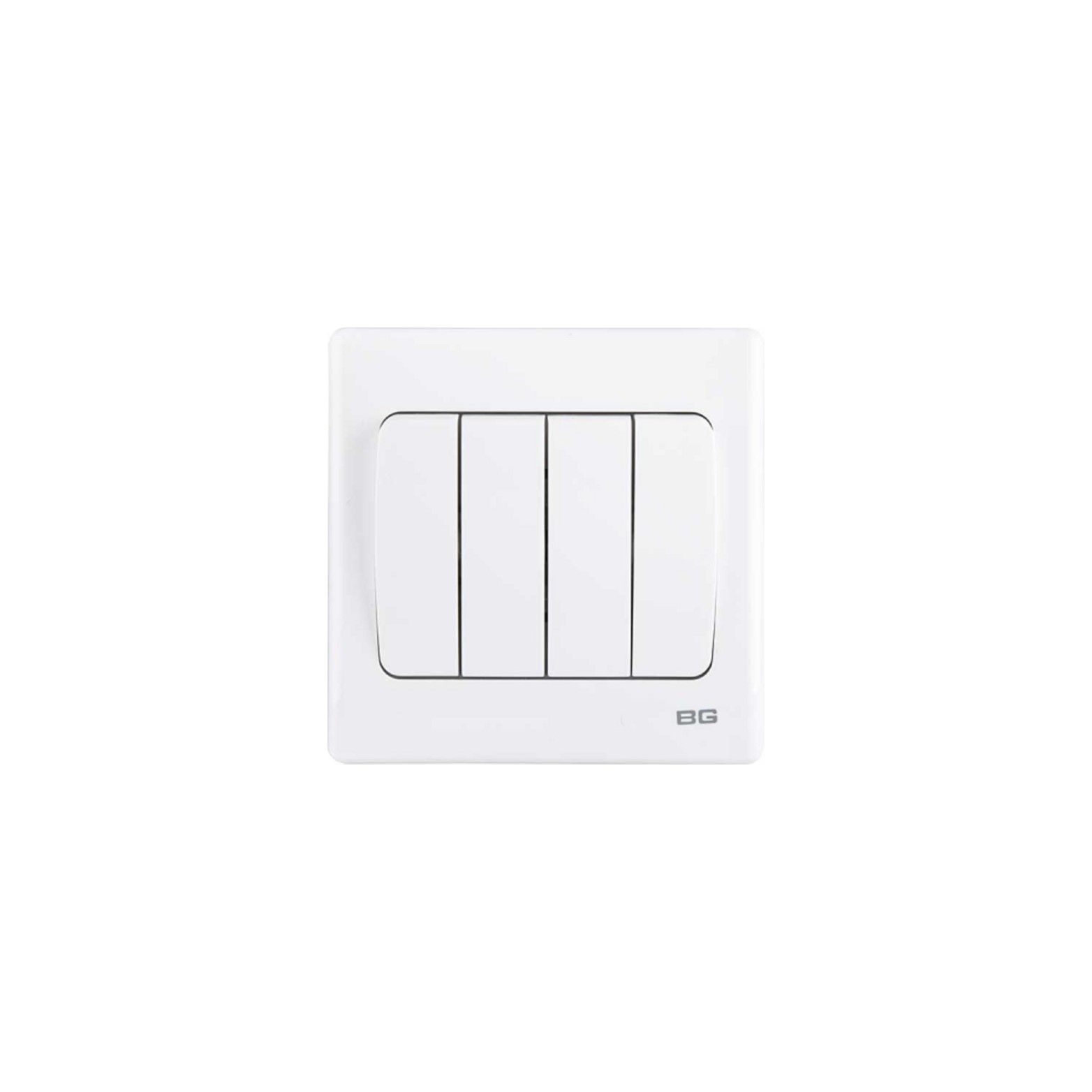White SlimLine 4-Gang 2Way 10AX Switch, four screwless clip-on front plate curved corners(PCWH44W)