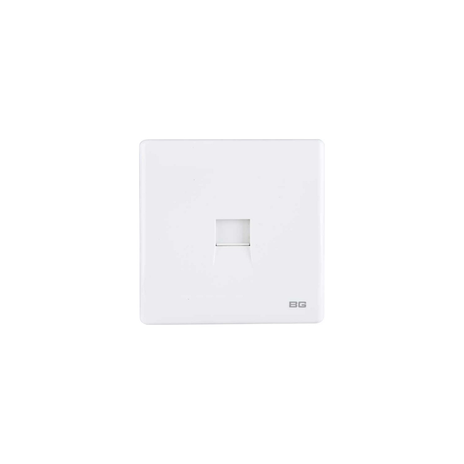 White SlimLine 1-Gang RJ11 Telephone Socket, single screwless clip-on front plate curved(PCWHRJ111)