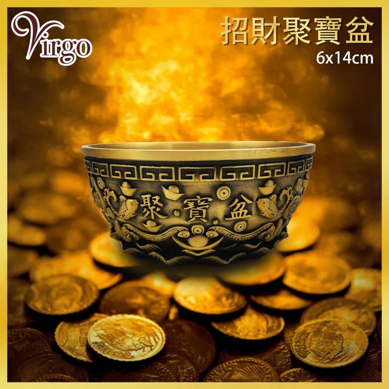 Lucky and treasure antique brass cornucopia 14CM brass treasure bowl V-BRASS-FL-14CM