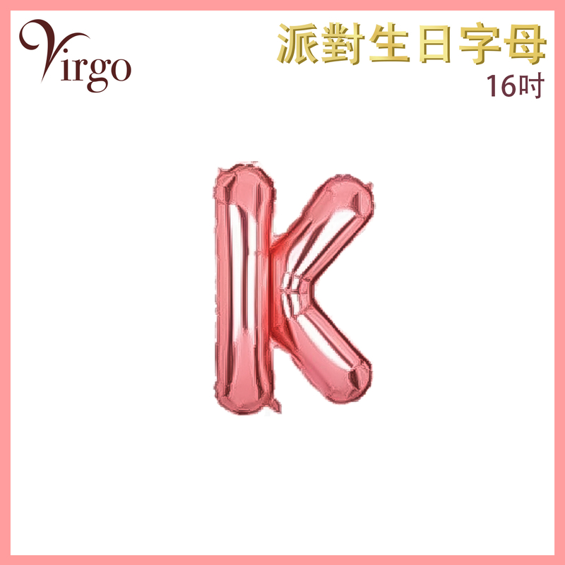 Balloon of Letter K shape Rose Gold about 16-inch DIY Alphabet Aluminum Film Balloon VBL-RG-AT16K