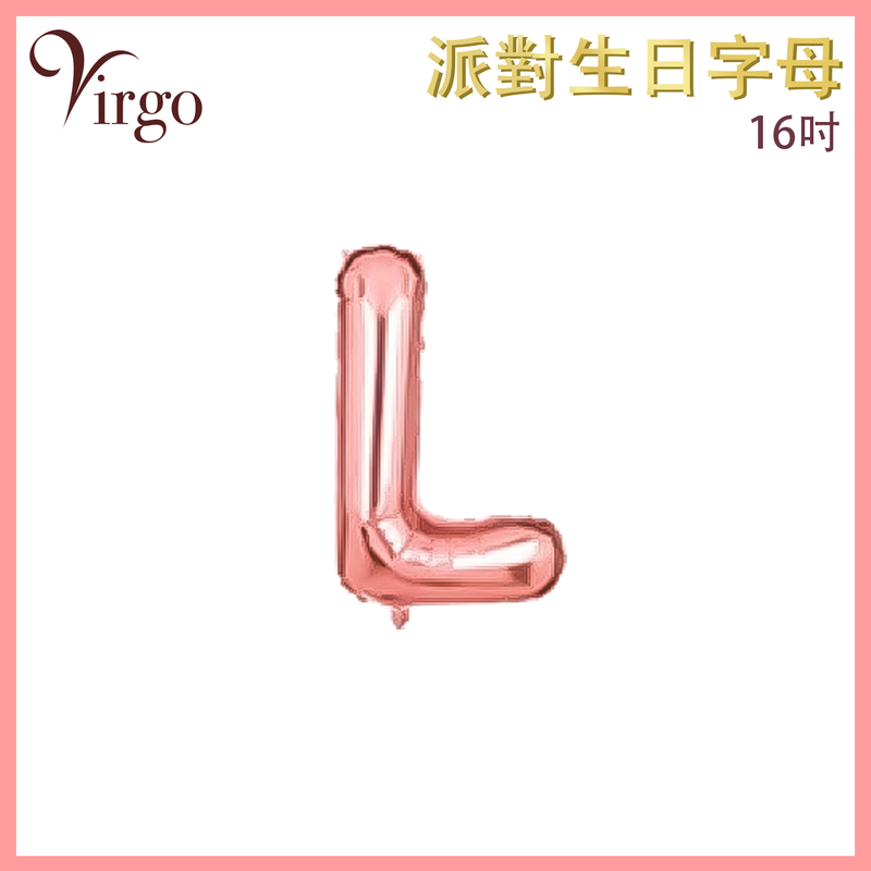 Balloon of Letter L shape Rose Gold about 16-inch DIY Alphabet Aluminum Film Balloon VBL-RG-AT16L