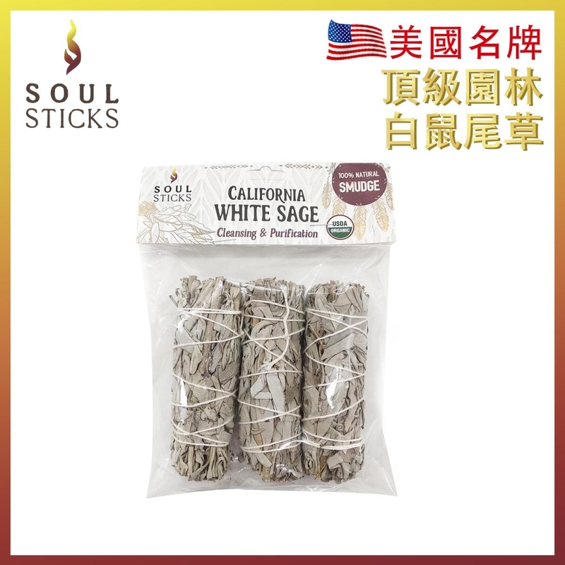 3X10CM Travel Size Pack California Pure White Sage Smudge Bundle Natural Leaf SS-PURE-WHITE-SAGE-3PCS