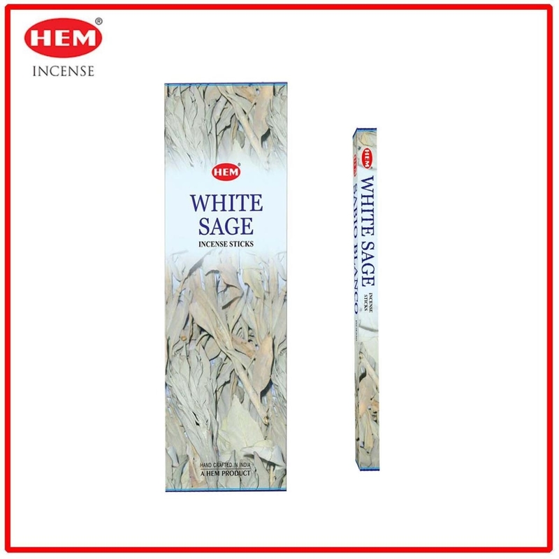 (8支四方形盒裝)White Sage鼠尾草味印度進口純天然手工制旅行線香棒 香枝 瑜伽冥想專用香薰 HSQUARE-WHITE-SAGE